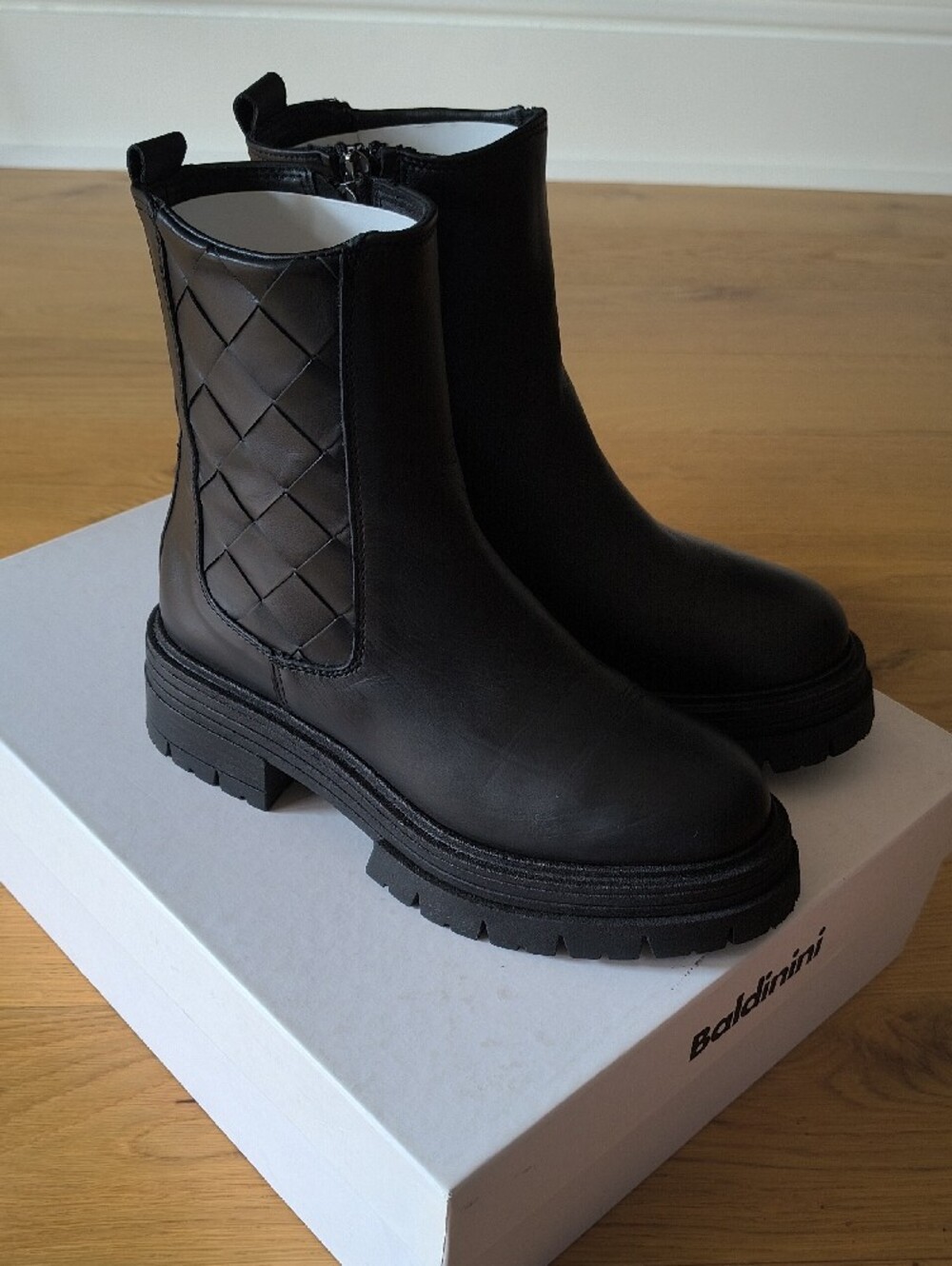 Baldinini Black Leather Chunky Platform Ankle Boots Made In Italy Size 36 - Picture 2 of 11